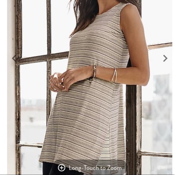 J Jill Striped Tunic XL Ribbed Sleeveless Boho Lagenlook Stretch Minimalist 90s - Picture 1 of 13